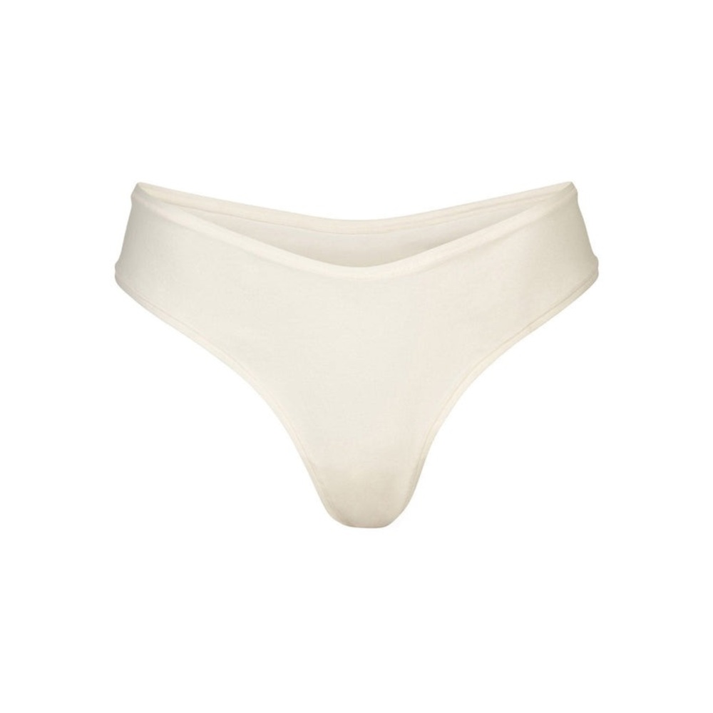 SKIMS-NWT Fits Everybody Cotton Jersey Dipped Thong in Color Bone Size 3X